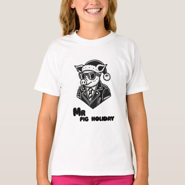 Camiseta Navidades minimalistas Sr. cerdo vacaciones (Anverso)