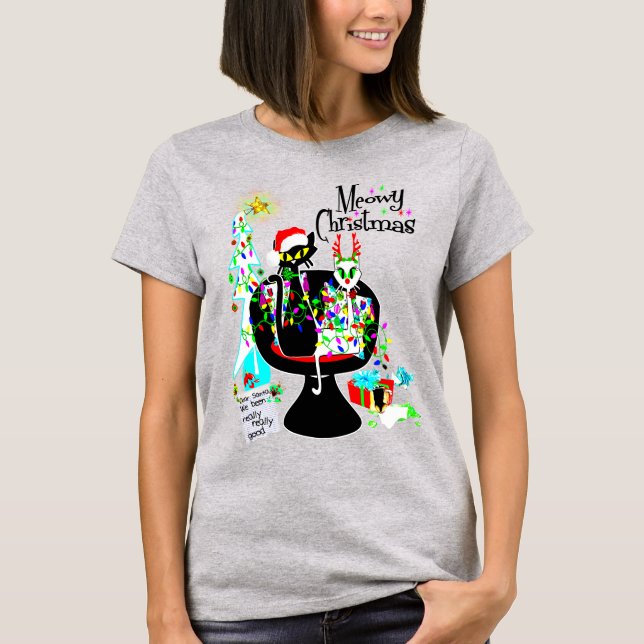 Camiseta Navidades moderados de gatos atómicos de mediados  (Anverso)