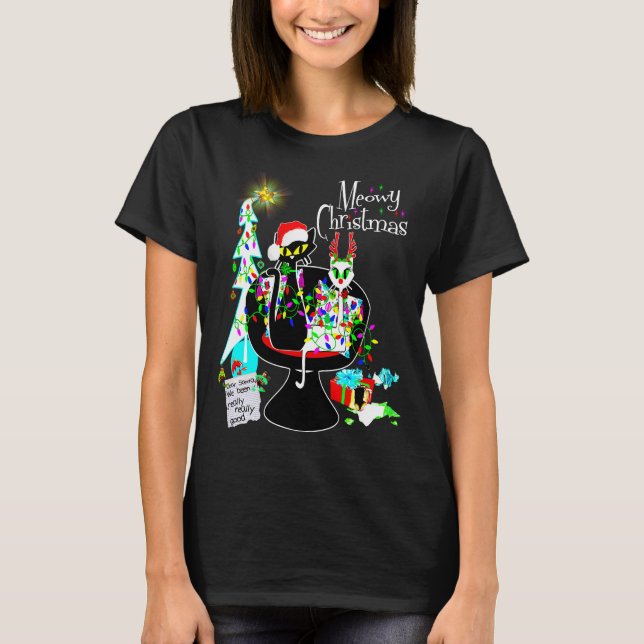 Camiseta Navidades moderados de gatos atómicos de mediados  (Anverso)