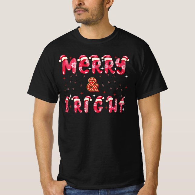 Camiseta Navidades modernos brillantes y merry festejan neg (Anverso)