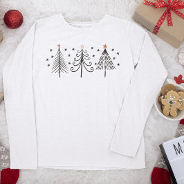Camiseta Navidades modernos de invierno de pinos negros