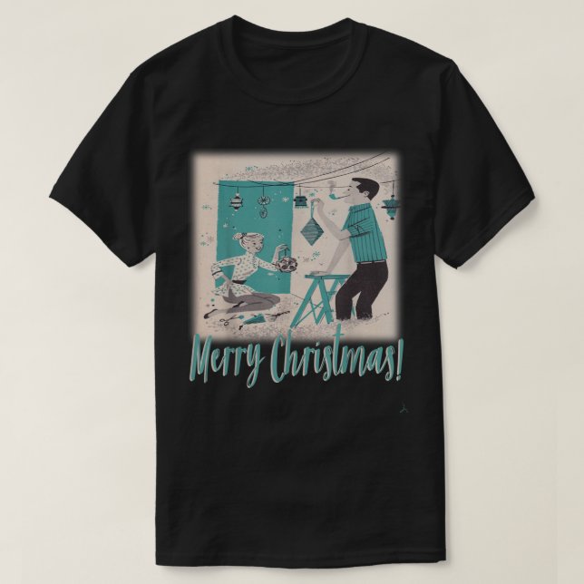 Camiseta Navidades modernos de mediados del siglo XX Pareja (Diseño del anverso)