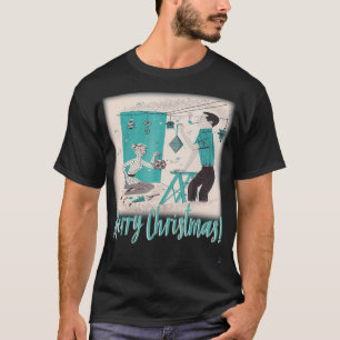 Camiseta Navidades modernos de mediados del siglo XX Pareja