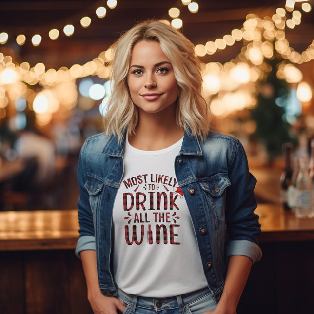 Camiseta Navidades modernos y curados con guiones rojos de  (Cute Merry Modern Christmas Red Script Women's T-Shirt)