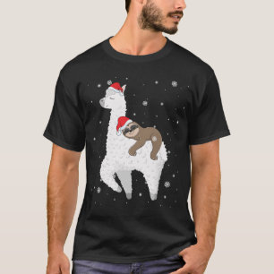 Camiseta Navidades montan eslogan en Llama Santa Funny Paja