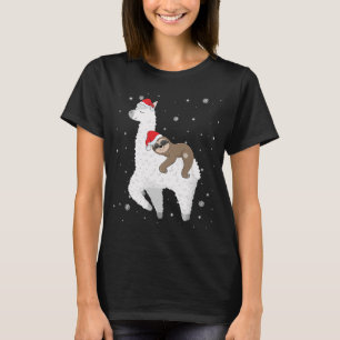 Camiseta Navidades montan eslogan en Llama Santa Funny Paja