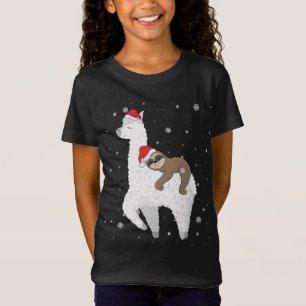 Camiseta Navidades montan eslogan en Llama Santa Funny Paja