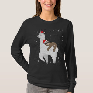 Camiseta Navidades montan eslogan en Llama Santa Funny Paja