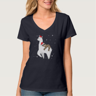 Camiseta Navidades montan eslogan en Llama Santa Funny Paja