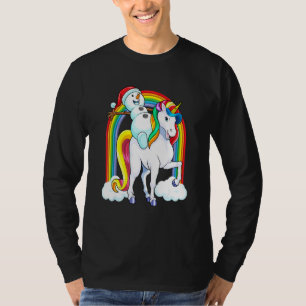 Camiseta Navidades montando el arcoiris mágico de Unicornio