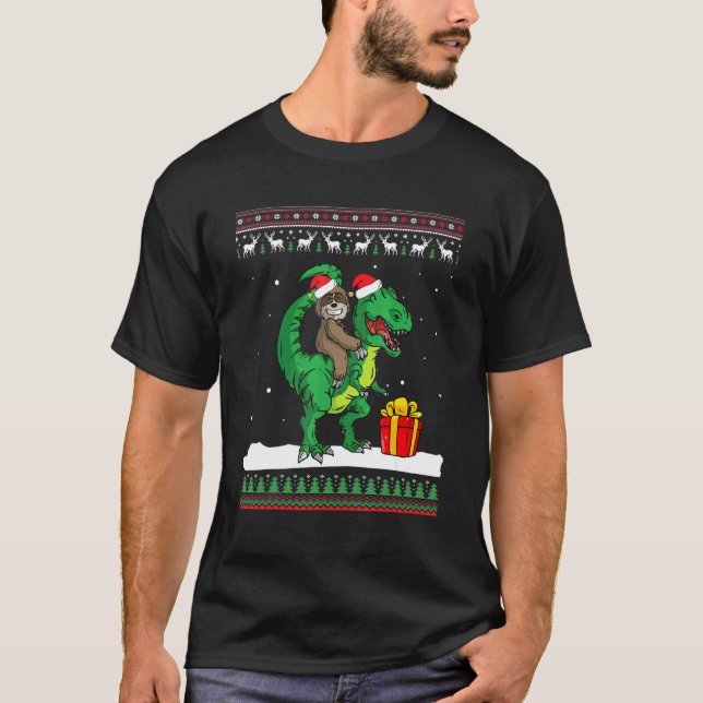 Camiseta Navidades Montar en Dinosaurio T Niños Rex Xm (Anverso)