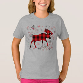 Camiseta Navidades Moose platillos rojos copos de nieve