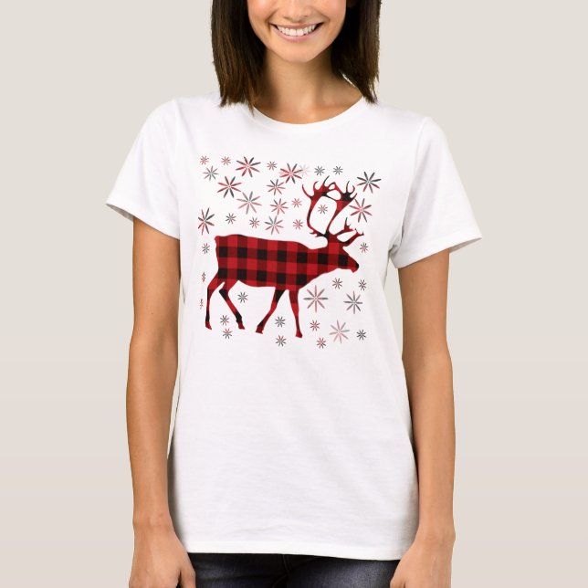 Camiseta Navidades Moose, venado, alce, caribú, águilas roj (Anverso)