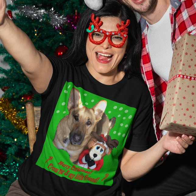Camiseta Navidades Mujeres alemanas de pastor y reno (Christmas German Shepherd Dog & Reindeer Women's T-Shirt)