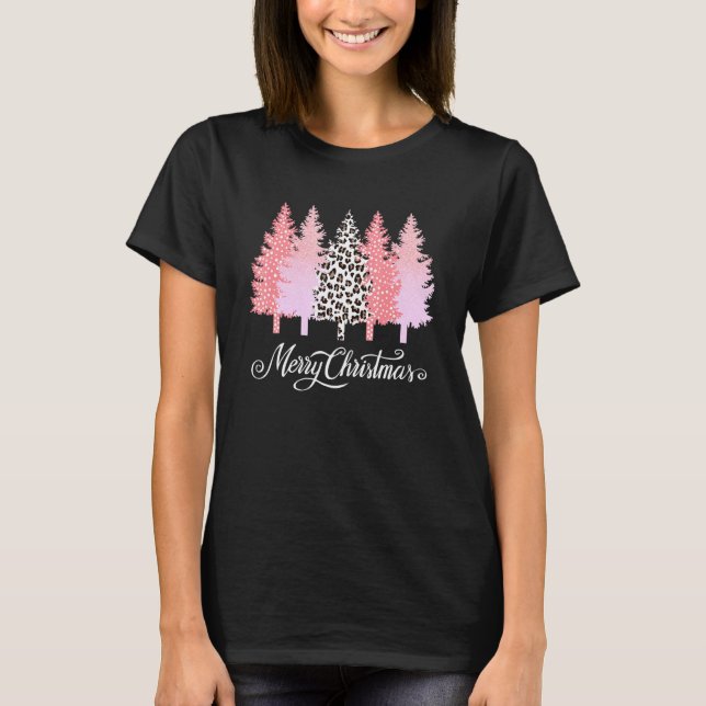 Camiseta Navidades mujeres Chicas leopardo de Navidades ros (Anverso)