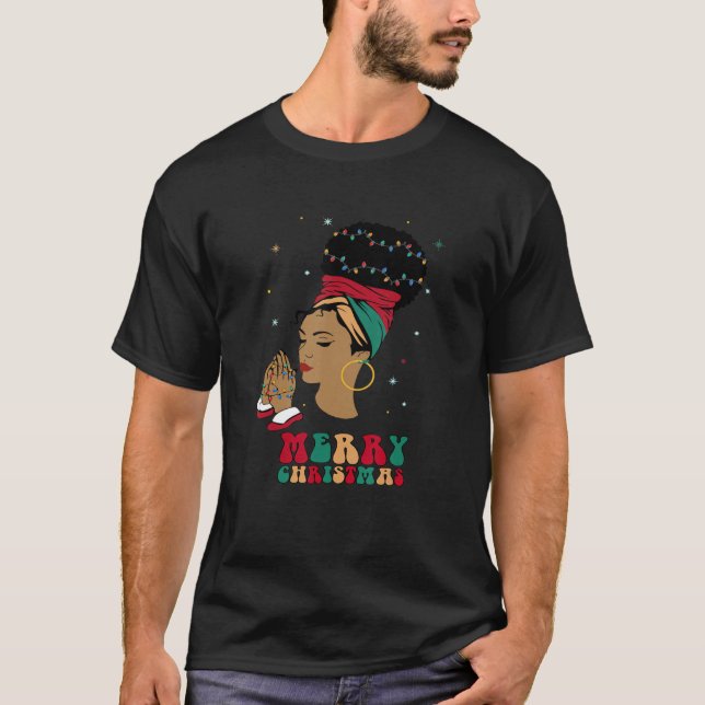 Camiseta Navidades Mujeres negras afroamericanas Santa Hat  (Anverso)