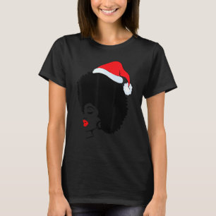 Camiseta Navidades Mujeres negras afroamericanas Santa Hat 