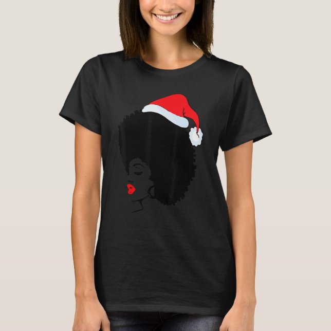 Camiseta Navidades Mujeres negras afroamericanas Santa Hat  (Anverso)