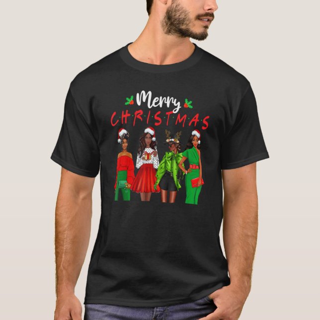 Camiseta Navidades Mujeres negras afroamericanas Santa Hat  (Anverso)