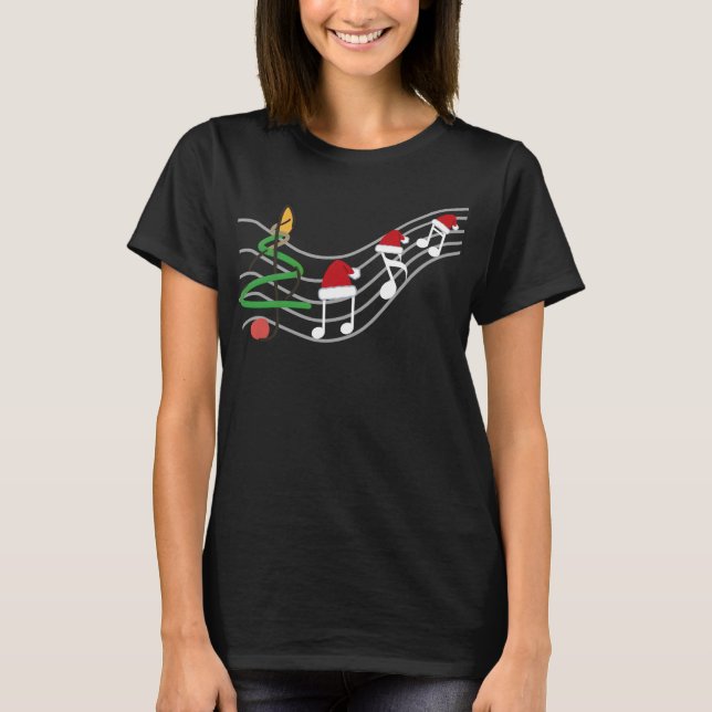 Camiseta Navidades Music Notes Santa Hat Treble Clef (Anverso)