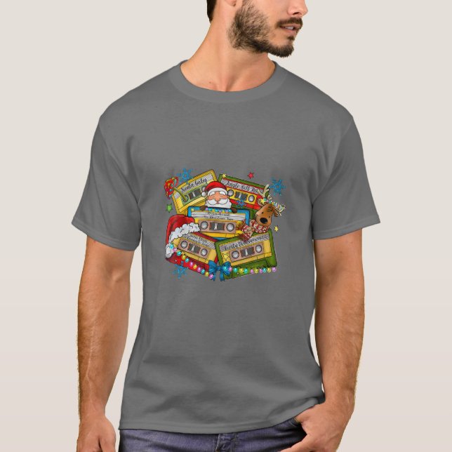 Camiseta Navidades Música Cintas De Cassette Vestido De Nav (Anverso)