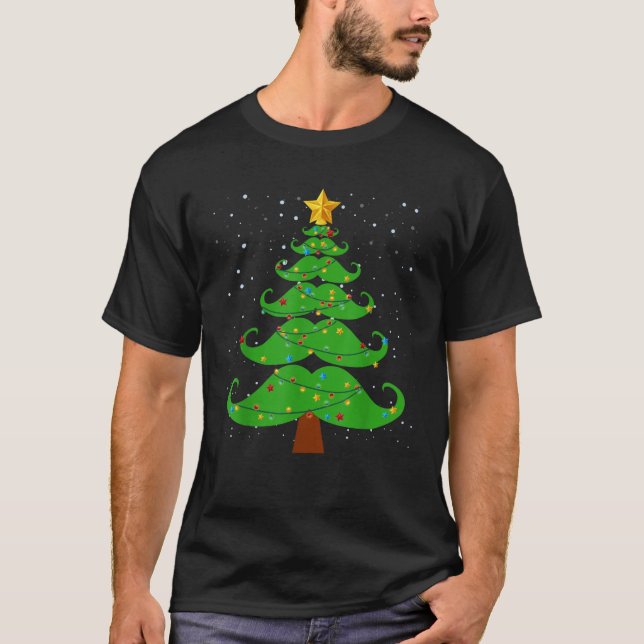Camiseta Navidades Mustache Tree Shirt Divertido Mustache (Anverso)