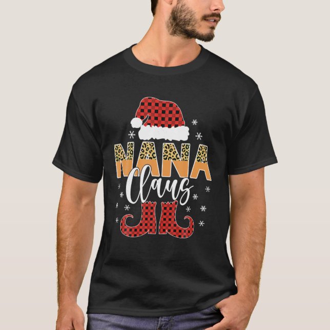 Camiseta Navidades Nana Claus Mujeres Leopard Buffalo Plaid (Anverso)