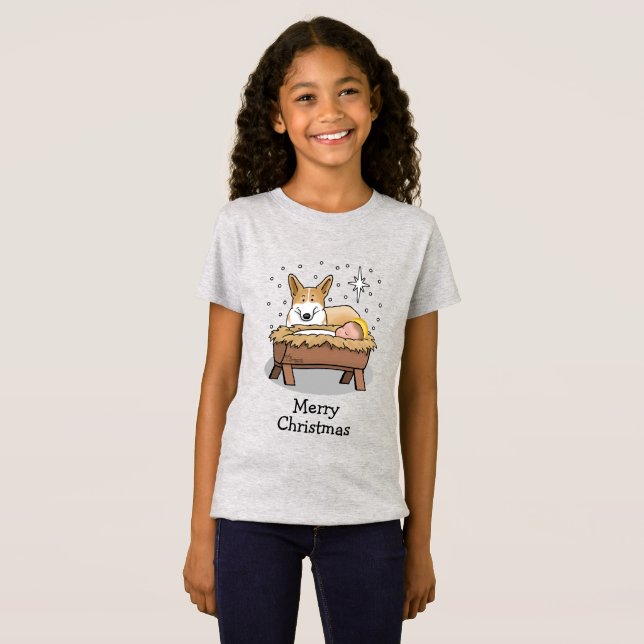 Camiseta Navidades Natividad Pembroke Welsh Corgi (rojo1) D (Anverso completo)