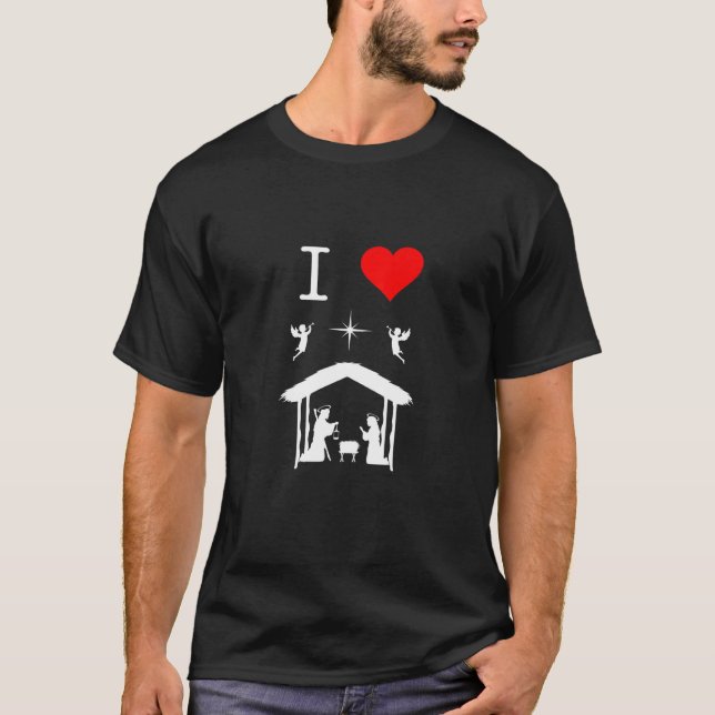 Camiseta Navidades Natividad Yo amo a Jesucristo Manger Chr (Anverso)