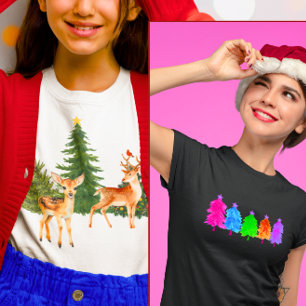 Camiseta Navidades Naturaleza Renos Cardenales Navidad Árbo
