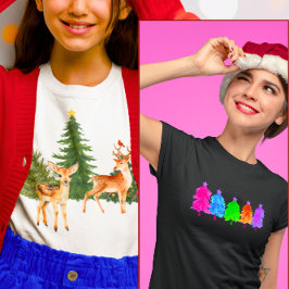 Camiseta Navidades Naturaleza Renos Cardenales Navidad Árbo