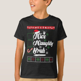 Camiseta Navidades Naughty Bruh Candy Cane Xmas Mujeres