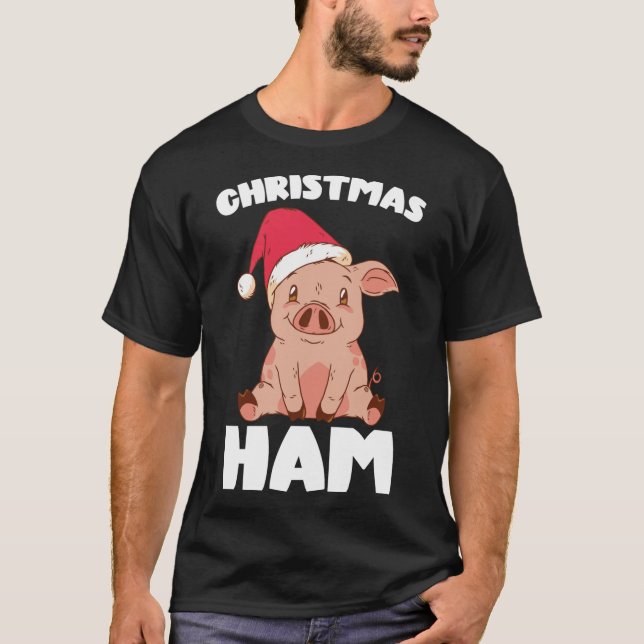 Camiseta Navidades Navidades de cerdo Ham Cute Santa Pig Fu (Anverso)