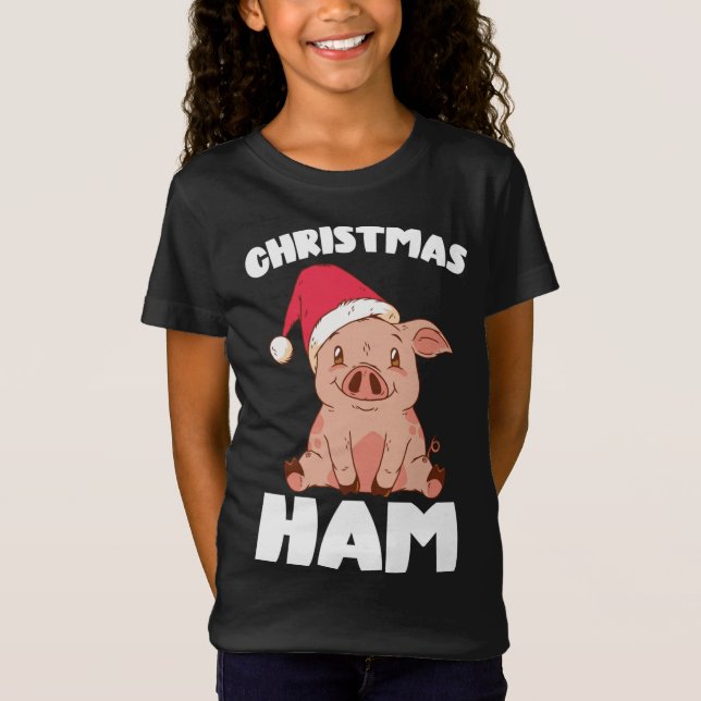 Camiseta Navidades Navidades de cerdo Ham Cute Santa Pig Fu (Anverso)
