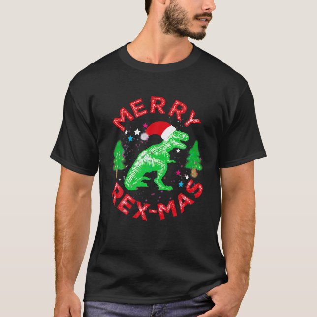 Camiseta Navidades Navidades de Dinosaur Merry Rexmas Trex (Anverso)