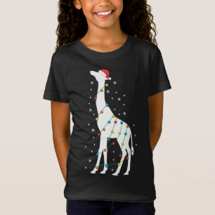 Camiseta Navidades Navidades de jirafa alumbran a Santa Hat