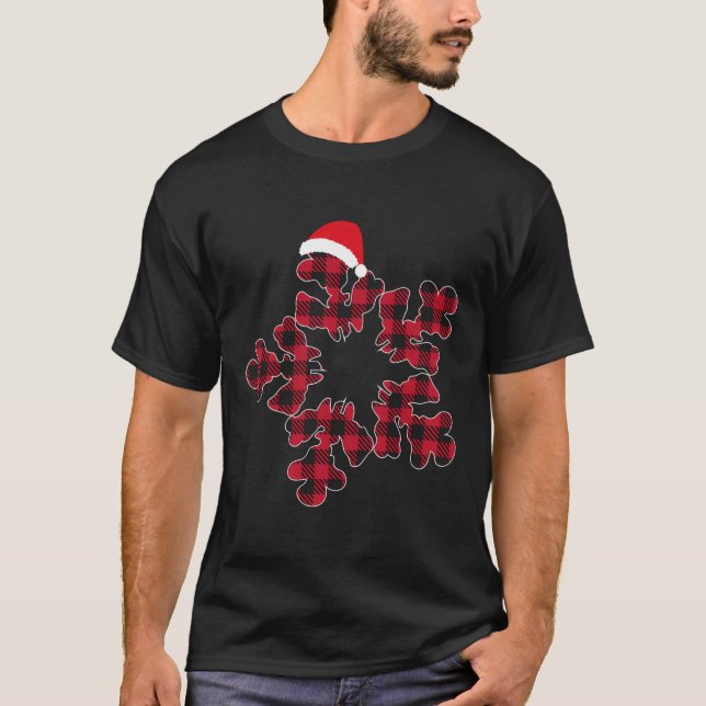 Camiseta Navidades negros rojos Buffalo con copos de nieve  (Anverso)