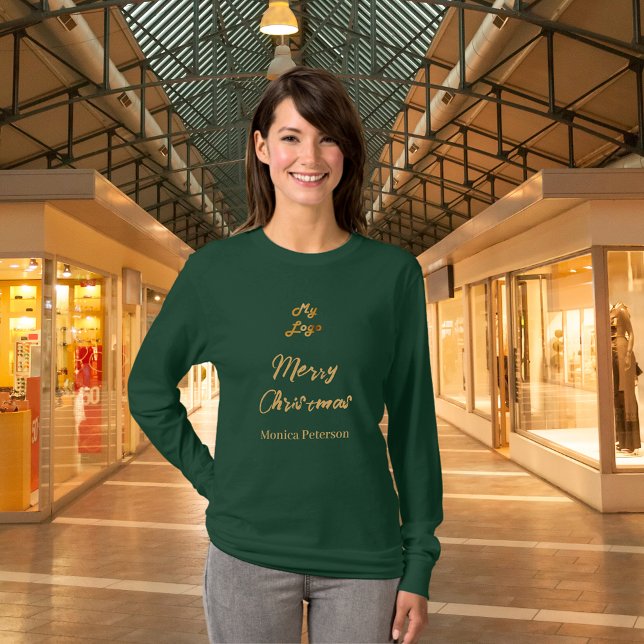 Camiseta Navidades nombre del logo de un negocio verde esme (Subido por el creador)