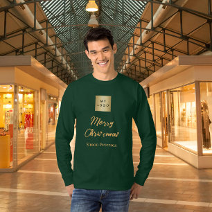 Camiseta Navidades nombre del logo del negocio del oro verd