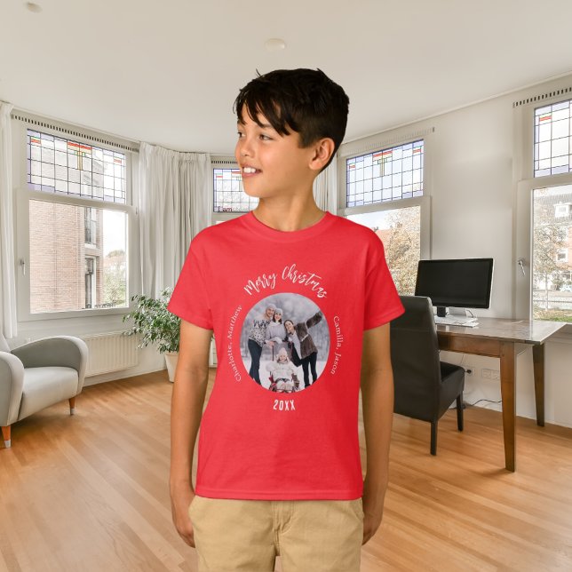 Camiseta Navidades nombres de fotos de familias blancas roj (Subido por el creador)