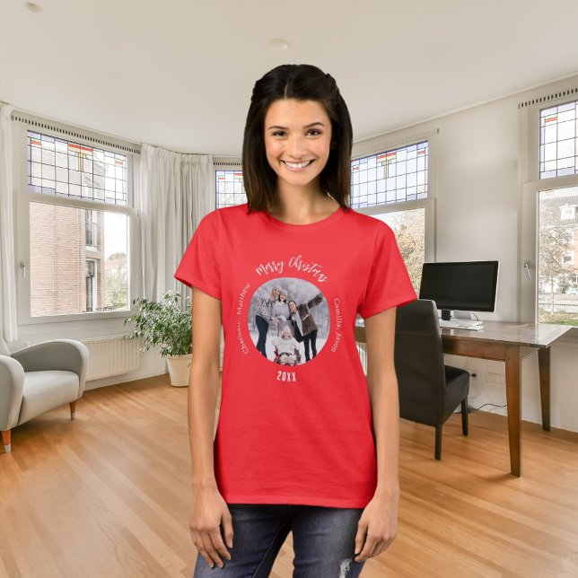 Camiseta Navidades nombres de fotos de familias blancas roj (Subido por el creador)