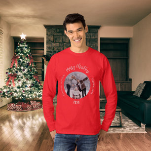 Camiseta Navidades nombres de fotos de familias blancas roj