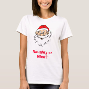 Camiseta Navidades novedad divertida Santa Naughty o Niza