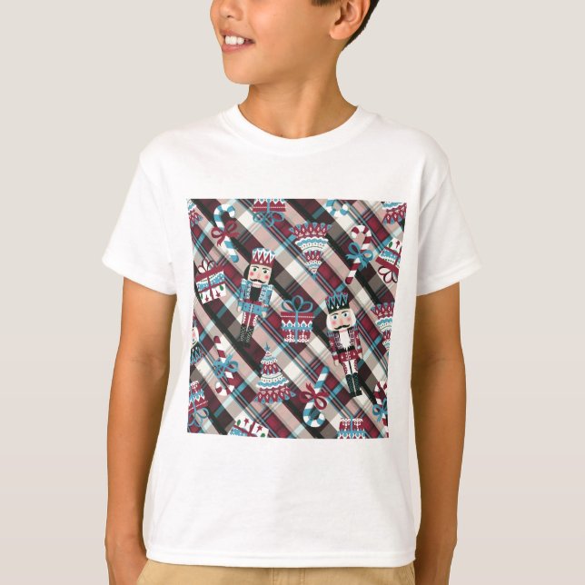 Camiseta Navidades Nutcracker Plaid Blue Burgundy (Anverso)
