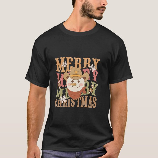 Camiseta Navidades occidentales Howdy Cowboy Santa Merry C (Anverso)