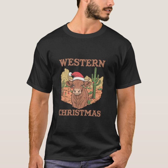 Camiseta Navidades occidentales Howdy Cowboy Santa Merry We (Anverso)