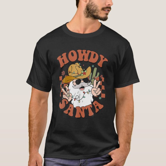Camiseta Navidades occidentales retro burdos Howdy Santa Fu (Anverso)