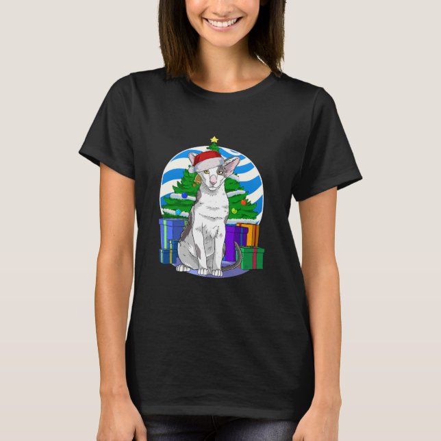 Camiseta Navidades orientales Shorthair Cat Santa (Anverso)