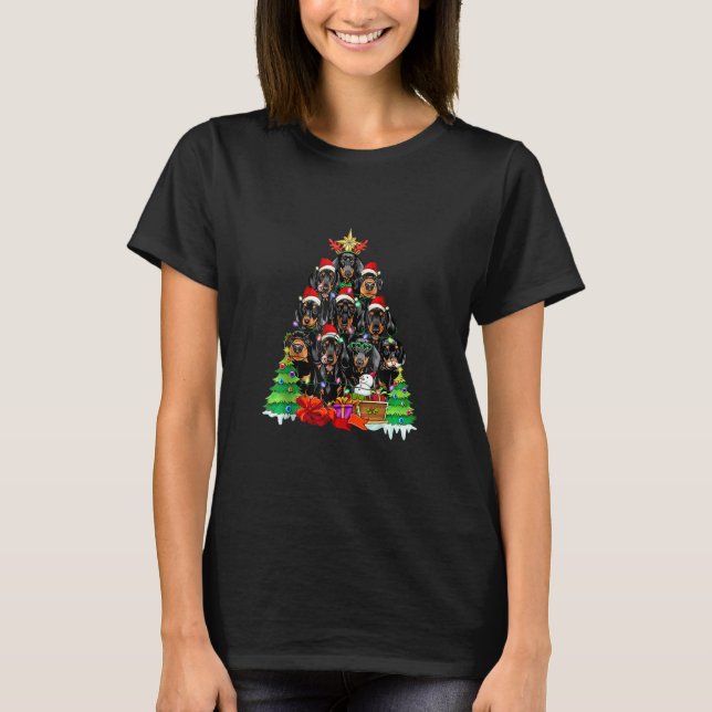 Camiseta Navidades Pajama Dachshund Tree Dog Xmas Por Perro (Anverso)