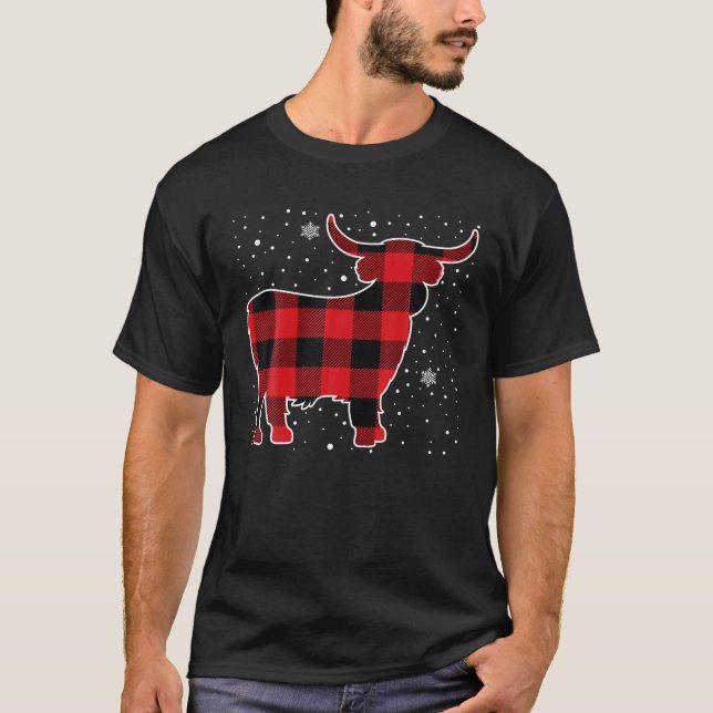 Camiseta Navidades Pajama de la vaca roja de búfalo en el a (Anverso)